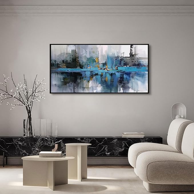 yiijeah Living Room Wall Art - Large Picture Wall Decor for Bedroom Canvas Frame Abstract Grey Modern Farmhouse Paintings Wall Hangings for Home Decorations