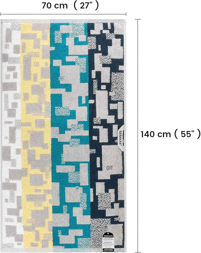 SEMAXE Bathroom Towel, 100% Cotton Bath Towel with Hanging Loop and Smart Tag, Hotel & Spa Quality Soft Absorbent Towel, Gift Box Packaging, 1 Pc Bath Towel, 55" L x 27" W