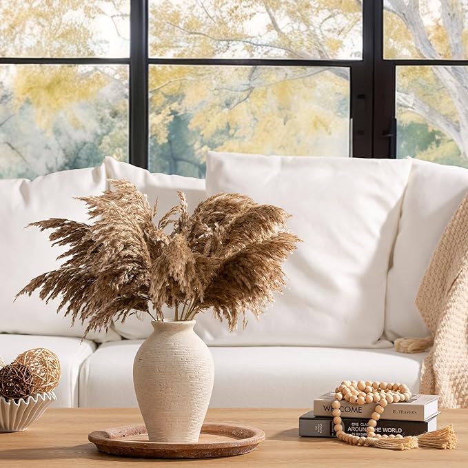 Ceramic Flower Vase Home Decor - Large Farmhouse Table Vases Rustic Vintage Living Room Kitchen Bedroom Decorations for House Book Shelf Office Coffee Desk Dining Fireplace (9" Rustic)