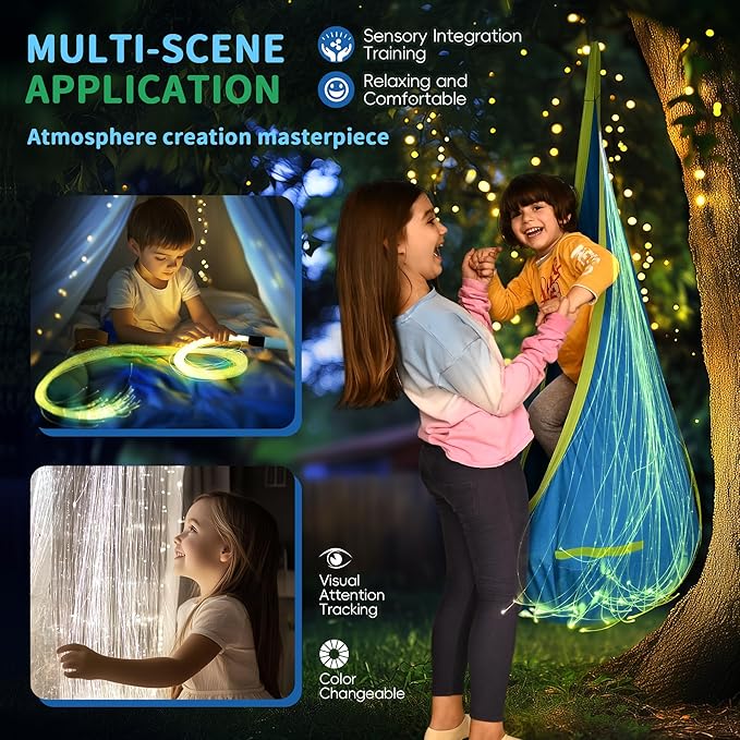 OUTREE Fiber Optic Light with RGB Remote Control, USB Rechargeable, Fiber Optic Lamp with 7 Colors 23 Lighting Effects, Sensory Room Must Haves for Bedroom, Home Decor, Party & Nightlight