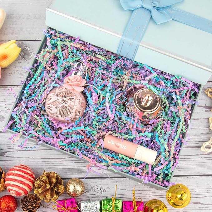 Caleihd Crinkle Cut Paper Grass Cushion Paper Streamer for Christmas Wedding Birthday Bridesmaid Engagement Craft Gift Boxes Bags Filler Decoration 4.5oz Multi-color