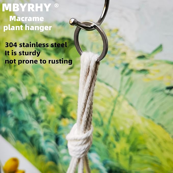 Macrame Plant Hanger 2 Pcs Hanging Planters for Indoor with 2 Hooks Indoor Outdoor Hanging Planter for Plants Holder with Decorative Tassels, Boho Home Decor, 35 Inch Ivory (Pots Not Included)