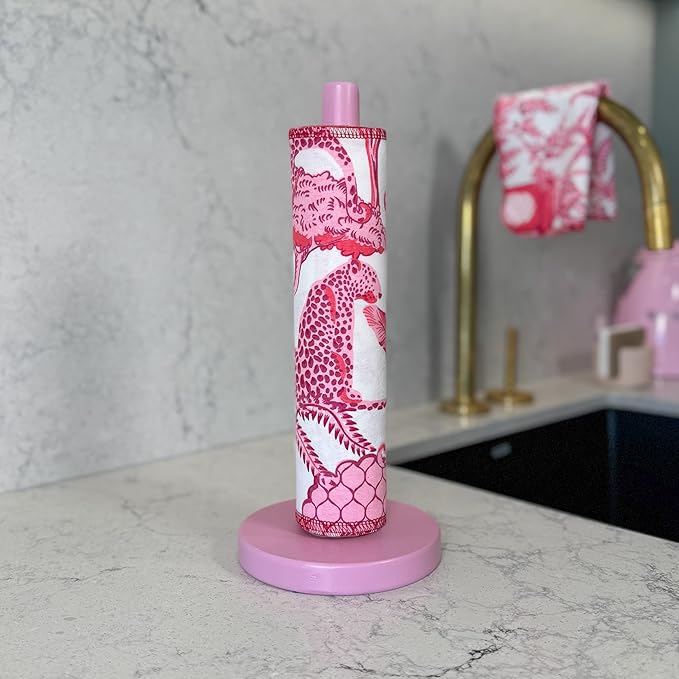 Reusable Paper Towels - 10 Pack - Roll of Washable Cotton Cloth Paper Towels - Paperless Reusable Napkins Cloth Washable - Absorbent + Long Lasting - Zero Waste Products - (Rosé Safari)