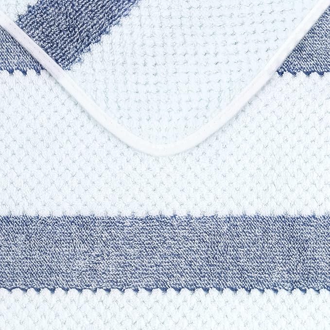 JML Microfiber Bath Towels, Bath Towel 2 Pack(30" x 60"), Oversized, Soft, Super Absorbent and Fast Drying, Multipurpose Use for Sports, Fitness, Yoga, Waffle Stripe Royal Blue