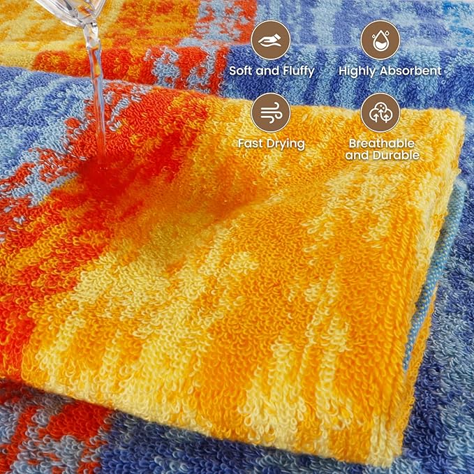 SEMAXE Luxury Bath Towel for Bathroom, 100% Cotton Towel with Hanging Loop, Soft & Absorbent, Gift Box Packaging, 55" L x 27" W,Colorful Towel Wheat Field