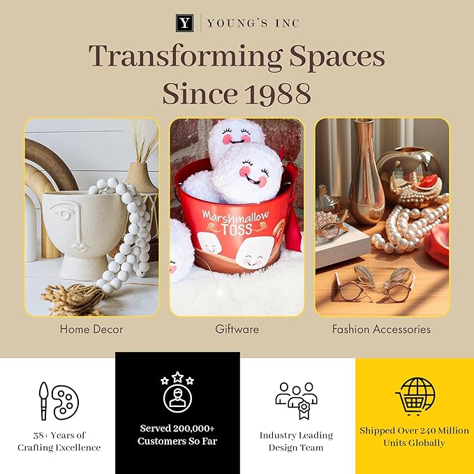 Young's Inc Stoneware Black & White Vase – Modern Natural Home Decorative Accent, Small Flower Vase, 4.21” Tall