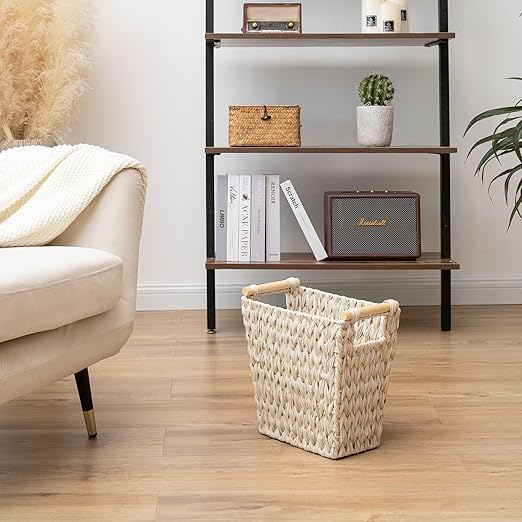 GRANNY SAYS Wicker Trash Can, Waste Basket for Bathroom, Waterproof Bathroom Garbage Can, 19 Liters/5 Gallons Wastebasket with Handle, Decorative Waste Basket for Bedroom, Office, Living Room, 1 Pack