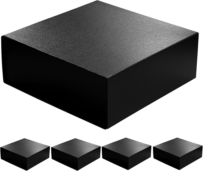 CECOBOX - Gift Boxes with Lids for Presents 8"x8"x3.1" - Matte, Collapsible Magnetic Closure Gift Box - Groomsmen & Bridesmaid Proposal Boxes, Wedding, PR, Birthdays, Holidays (Black Leatherette)
