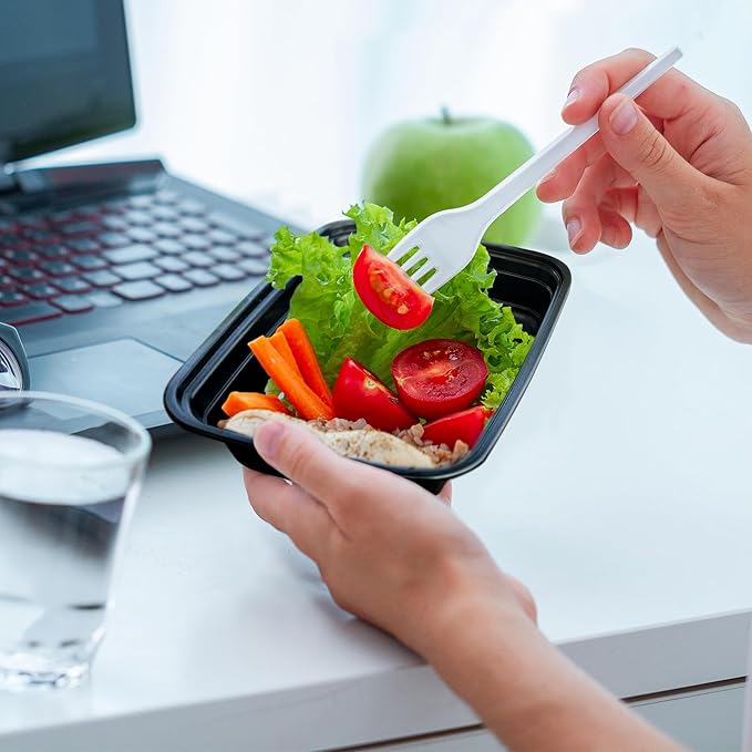 GUSTO [28 oz - 50 Count 1-Compartment Meal Prep Containers with Lids – Reusable, Microwaveable, Dishwasher & Freezer Safe, BPA-Free Food Storage Boxes for Portion Control (Formerly Comfy Package)