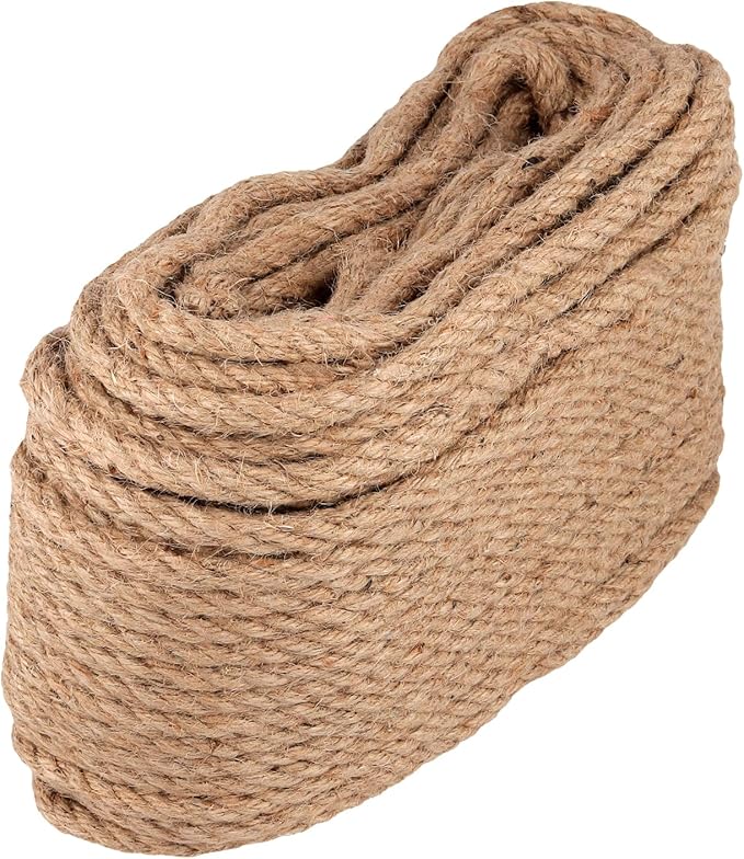 Jute Rope, 3/8 Inch x 164 Feet Thick Hemp Twine for Crafting, DIY Projects, Gardening, 10mm x 50m