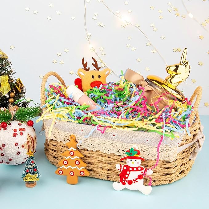 Caleihd Crinkle Cut Paper Grass Cushion Paper Streamer for Christmas Wedding Birthday Bridesmaid Engagement Craft Gift Boxes Bags Filler Decoration 4.5oz Green&Pink&Blue&Yellow