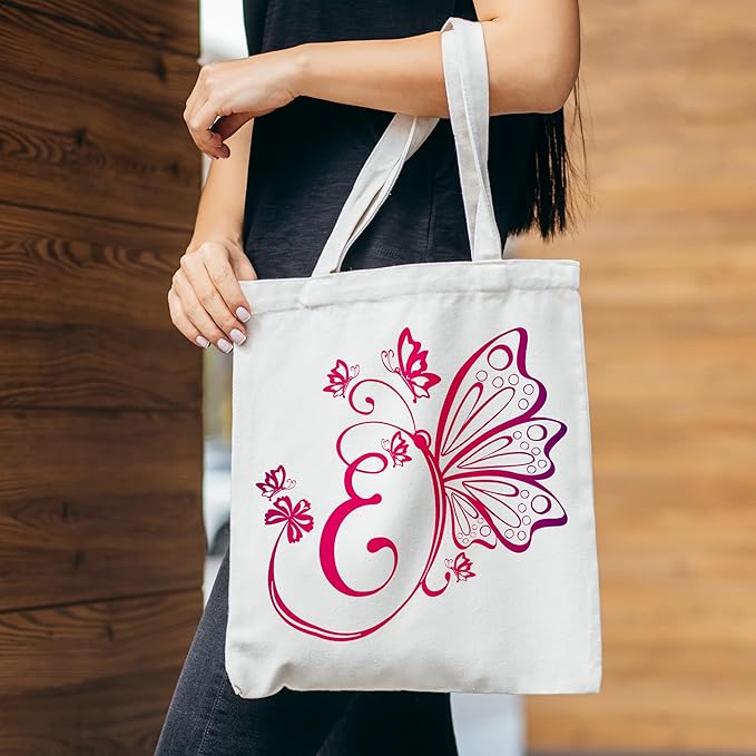 Grace Yonks Butterfly Monogram Canvas Tote Bags with The Letter