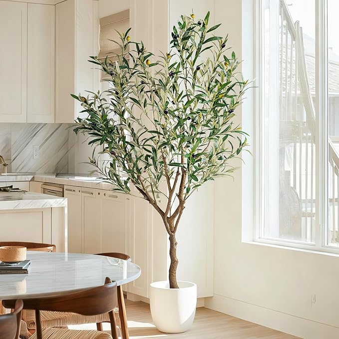 4ft Artificial Olive Tree Faux Olive Plant for Home Decor, Large Fake Olive Tree Modern Farmhouse Style, Floor Plant for Indoor Artificial Trees for Home Decor Indoor, Arbol de Olivo Artificial