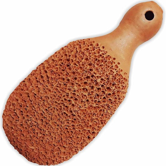 Pumice Stone for Feet Callus Remover - Terra-Cotta Foot Scrubber with 2 Sides, 100% Pure Natural Foot Pumice Stone, Pedicure Scrubber, Foot Exfoliator, Removes Calluses & Dead Skin