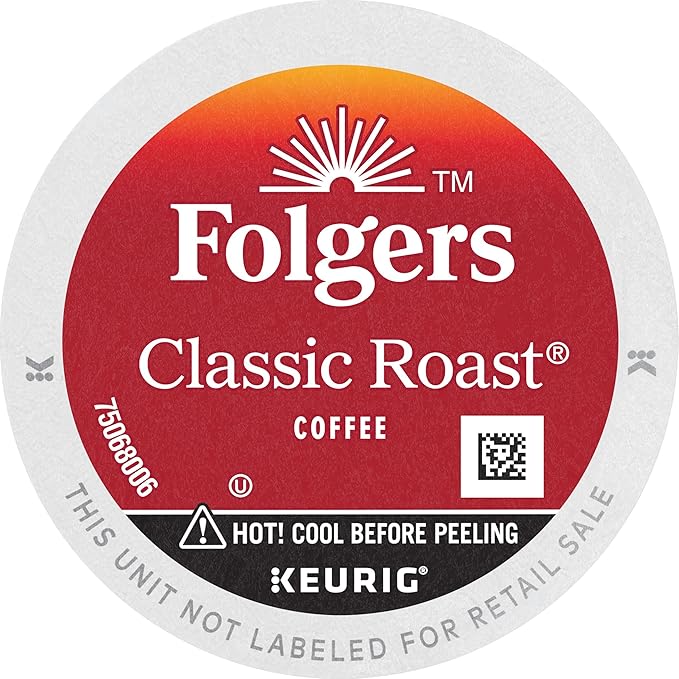 Folgers Classic Roast Medium Roast Coffee, 12 Keurig K-Cup Pods (Pack of 1, 12 Count Total)
