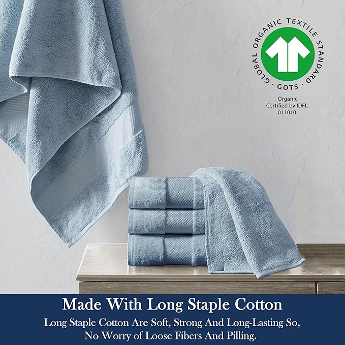 Delara Organic Cotton Luxuriously Plush Bath Towel 20 Piece Set|GOTS & Oeko-TEX Certified|Premium Hotel Quality Towels|Feather Touch Technology|650 GSM Long Staple|Soft, Quick Dry & Ultra-Absorbent
