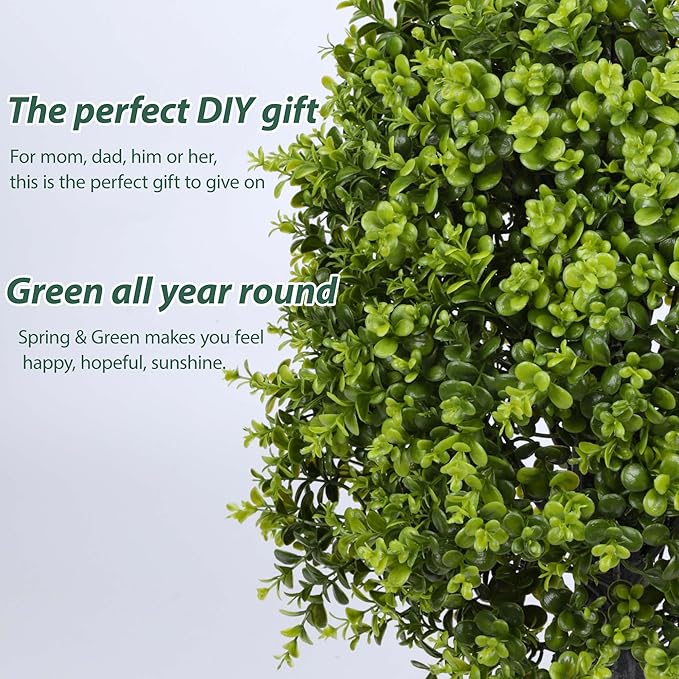 5FT Artificial Boxwood Topiary Tree Fake Topiary Potted Plants for Home Office Garden Indoor Outdoor Decoration 59INCH(2PACK)