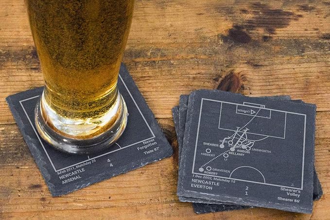 Greatest Newcastle Plays: Slate Coasters (Set of 4) | Best Gift Idea for Sports Lovers | Newcastle Historic Moments Gifts