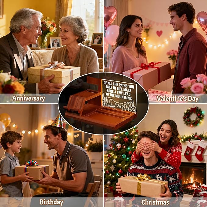 Attivolife LED Phone Dock Gift for Men with Night Light - Desk Organizer & Charging Station for Phone, Keys, Wallet, Watch - Best Father's Day Birthday Anniversary for Him, Husband, Boyfriend