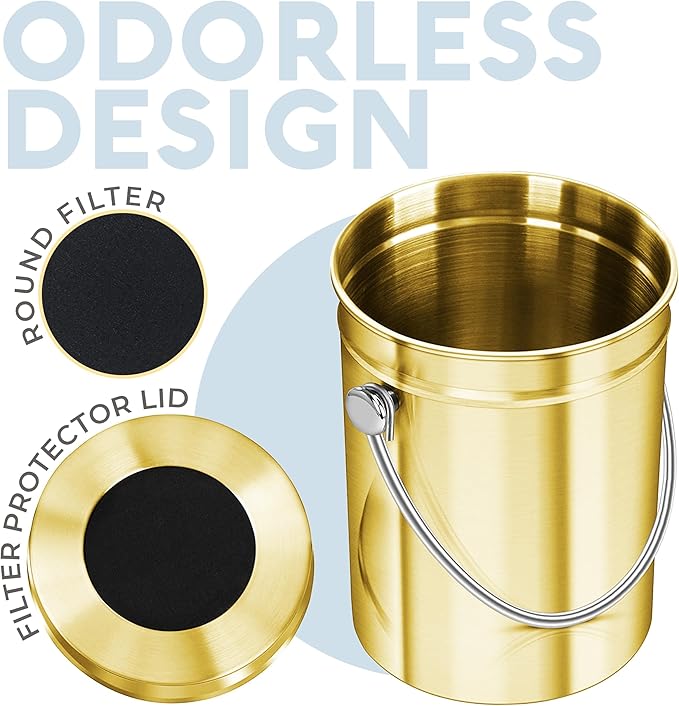 EPICA Countertop Compost Bin Kitchen | 1.3 Gallon | Odorless Composting Bin with Carbon Filters | Indoor Compost Bin with Lid | Stainless Steel Kitchen Composter for Food Scraps & Waste Recycling