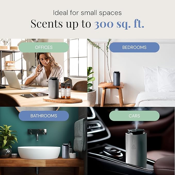 Air Esscentials 'The Mini' Gift Set, Mini Essential Oil Diffuser Kit for Home, Rechargable & Waterless Small Oil Diffuser, Covers 300 Sq. Ft. Coverage, Luxury Collection