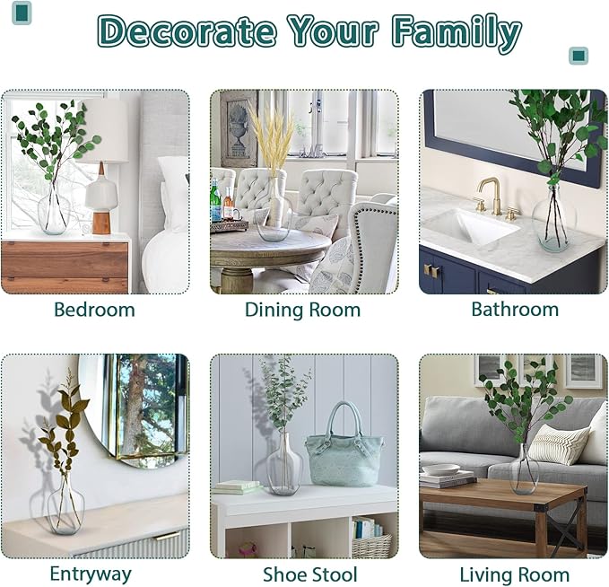 Clear Glass Vase Tall Farmhouse Vase for Branches Glass Vases for Centerpieces in Home Decoration (S)