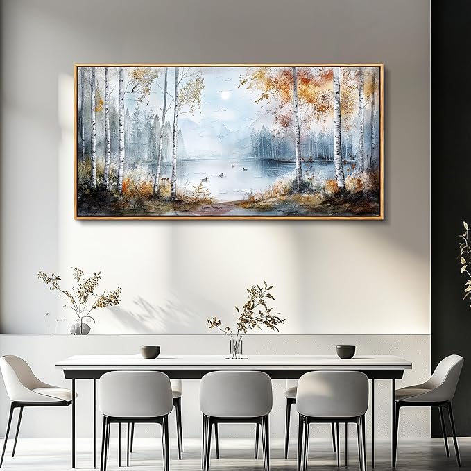 QIYILEXWART Canvas Wall Art For Living Room Wall Decor For Bedroom Office Wall Decoration Birch Forest Landscape Painting Farmhouse Pictures Artwork Room Aesthetic Home Decor 20x40 In