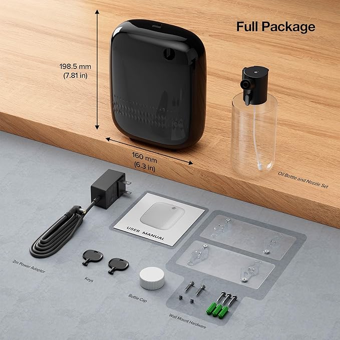 Airversa Smart Scent Air Machine with 400mL Capacity Up to 2000 sq.ft. Waterless Essential Oil Diffuser for Home and Commercial Use, Aromatherapy Scent Diffuser for Large Rooms, ANW-Black