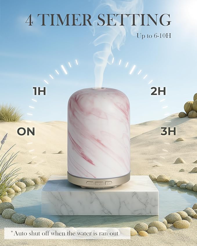 Essential Oil Diffuser – 2.4MHz Ultrasonic Aromatherapy Diffuser, Health Night Light, Timer & Auto Shut-Off, BPA-Free, 120ml Oil Diffuser for Home, Office, Spa, Yoga, Hotel