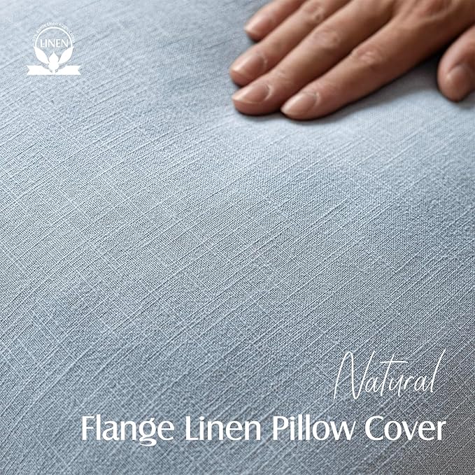 Foindtower Pack of 2, Decorative Linen Soild Throw Pillow Covers Soft Accent Euro Cushion Case Boho Farmhouse Pillowcase for Chair Couch Sofa Bedroom Living Room Home Decor 22 x 22 Inch Sky Blue