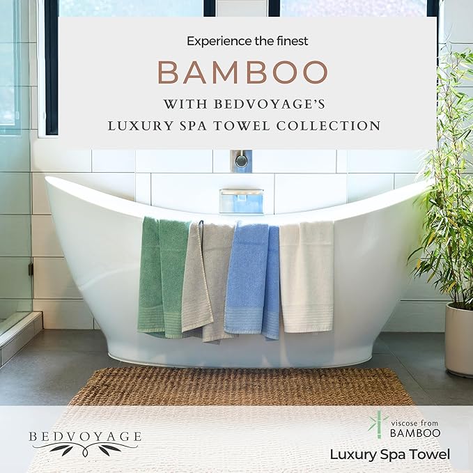 BedVoyage Luxury Bath Towels Set of 6 - Ultra Soft Plush Bathroom Towel Set - Highly Absorbent Viscose from Bamboo Bath Towels Ultra Soft - Spa Towel for Body - Ocean