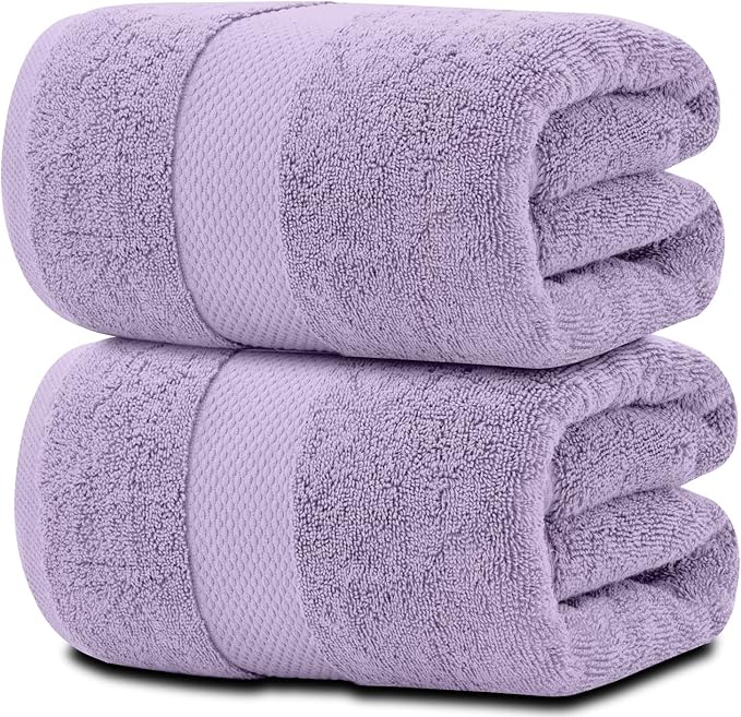 White Classic Luxury Soft Bath Sheet Towels - 650 GSM Cotton Luxury Bath Towels Extra Large 35x70 | Highly Absorbent and Quick Dry | Hotel Quality Extra Large Bath Towels Oversized, Lavender, 2 Pack