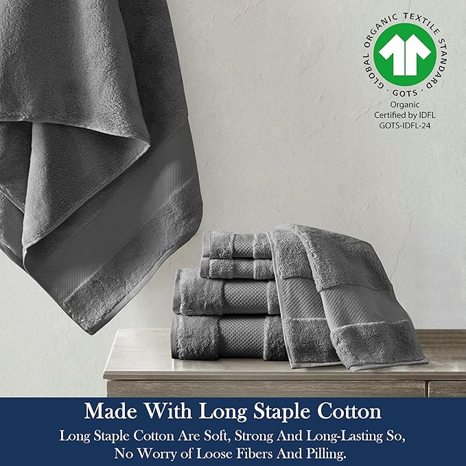 Delara Organic Cotton Luxuriously Plush Bath Towel 20 Piece Set|GOTS & Oeko-TEX Certified|Premium Hotel Quality Towels|Feather Touch Technology|650 GSM Long Staple|Soft, Quick Dry & Ultra-Absorbent