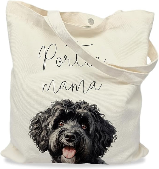 Dog Mama Tote Bag – Cute Dog Lover Canvas Bag, Reusable Shopping Shoulder Bag for Women, Pet Mom Gift,