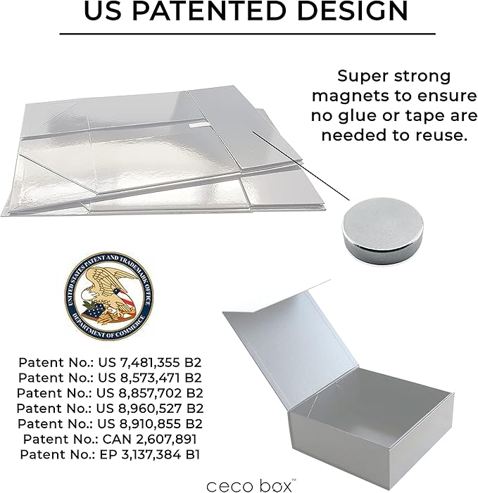 CECOBOX - Gift Boxes with Lids for Presents 6"x6"x2.75" - Matte, Collapsible Magnetic Closure Gift Box - Groomsmen & Bridesmaid Proposal Boxes, Wedding, PR, Birthdays, Holidays (White)