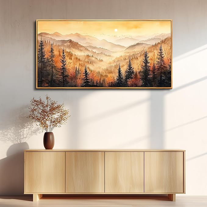 FUHAIHUA Wood Framed Canvas Wall Art For Living Room Wall Decor For Bedroom Office Wall Decoration Forest Landscape Paintings Farmhouse Pictures Artwork Room Aesthetic Home Decor 20x40 In