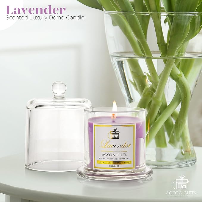 Lavender Scented Soy Candle, Aromatherapy Gift for Women, 5.3 Oz. Dome Candle