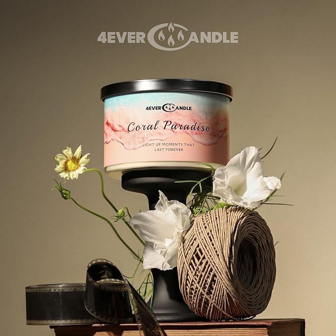 Coral Paradise Scented Candles, 18oz Soy Candles Non Toxic 4-Wick Large Candle Jars, Over 50 Hours of Burning Time, Ideal for Gifting, Events, Home Decor