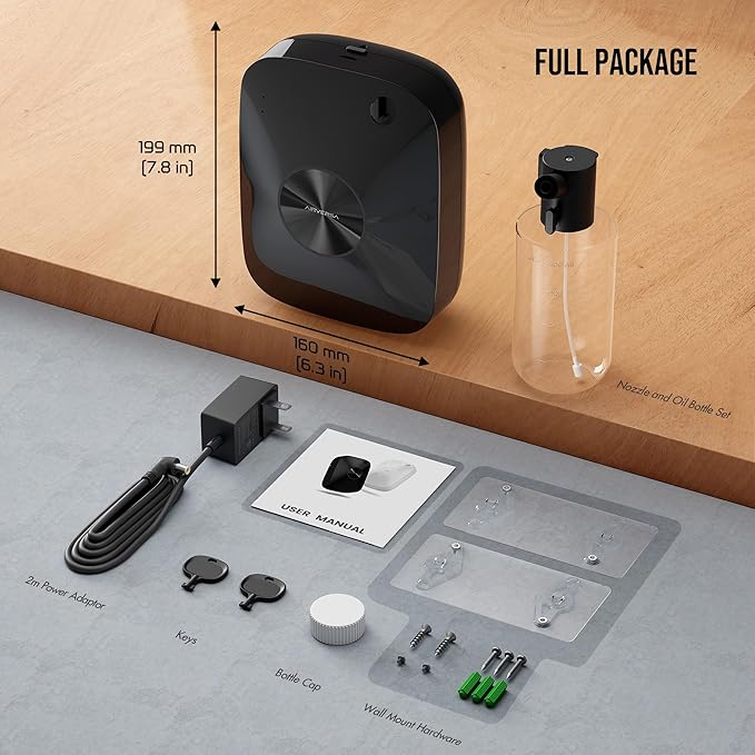 Airversa Smart Waterless Essential Oil Diffuser Scent Air Machine for Large Rooms Spaces Home and Commercial Use, Up to 2000 sq ft 400 mL Capacity, Aromatherapy Scent Diffuser, Black ANA