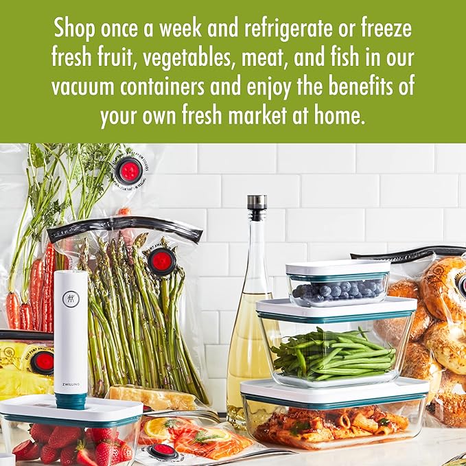 ZWILLING Fresh & Save Airtight Glass Food Storage Containers with Lids, Meal Prep Containers, Medium, La Mer