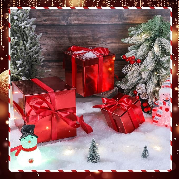 Cholemy 5 Pcs Square Nesting Boxes Decorative Gift Boxes with Lid and Ribbon Assorted Sizes Wrap for Wedding, Halloween, Thanksgiving, Christmas, Anniversary, Birthday, Bridal Party(Shiny Red)