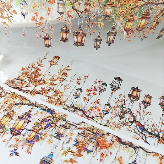 PET Tpae Stickers for Journaling,3 Rolls Christmas Lighting Washi Tape Stickers for Scrapbooking,Junk Journal Supplies,DIY Craft,Gift Wrap,Notebook,Phone Case(Night Light)