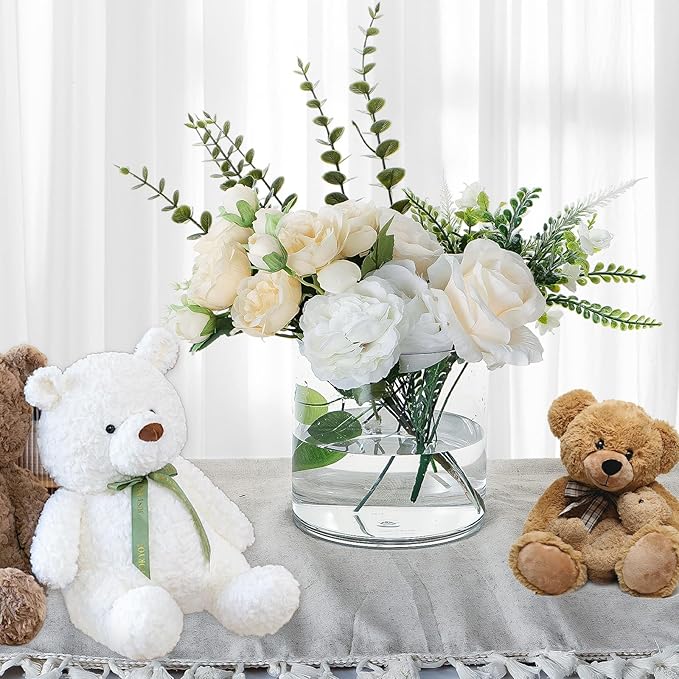 4 Pack Clear Acrylic Vase for Centerpieces 5.9x5.9 Inch Cylinder Wide Mouth Vase for Flowers, Home Decorative, Office, Wedding Party