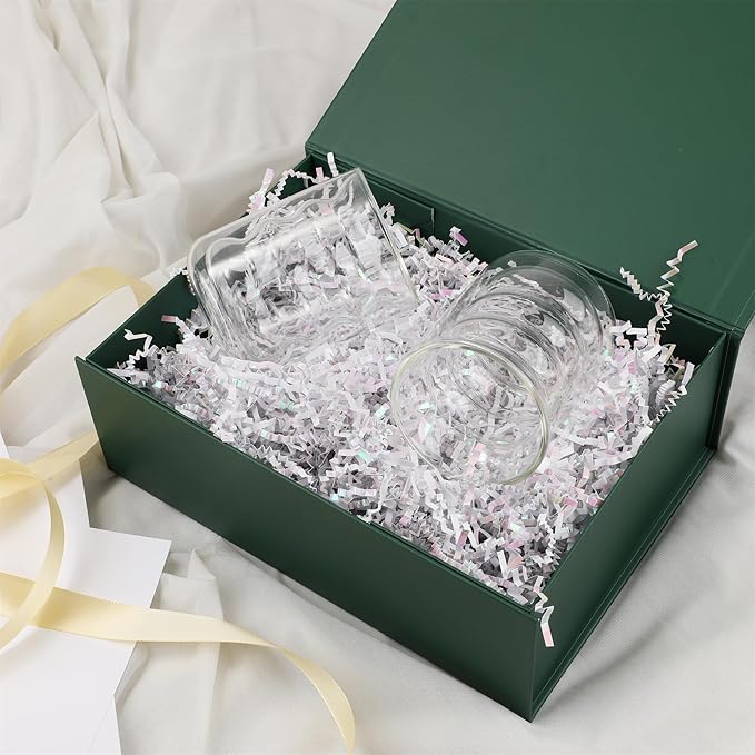 Green Gift Box,13x11x5.3 Large Gift Boxes With Lids For Presents Includes Ribbon And Diy Printable Sticker Paper,Bridesmaid Proposal Box,Magnetic Gift Box For Birthday,Wedding,Graduation