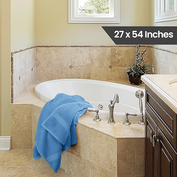 Utopia Towels 4 Pack Premium Bath Towels Set, 27 by 54 Inches, 100% Ring Spun Cotton 600GSM, Lightweight and Highly Absorbent Quick Drying Towels, Perfect for Daily Use, Electric Blue