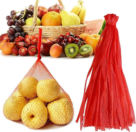 100Pcs Reusable Produce Plastic Mesh Bag,20 Inch Seafood Boil Bags，Kitchen Organizer Produce Packaging Supplies Net，Vegetable and Fruit Seafood Plastic Mesh Strap Storage Bag