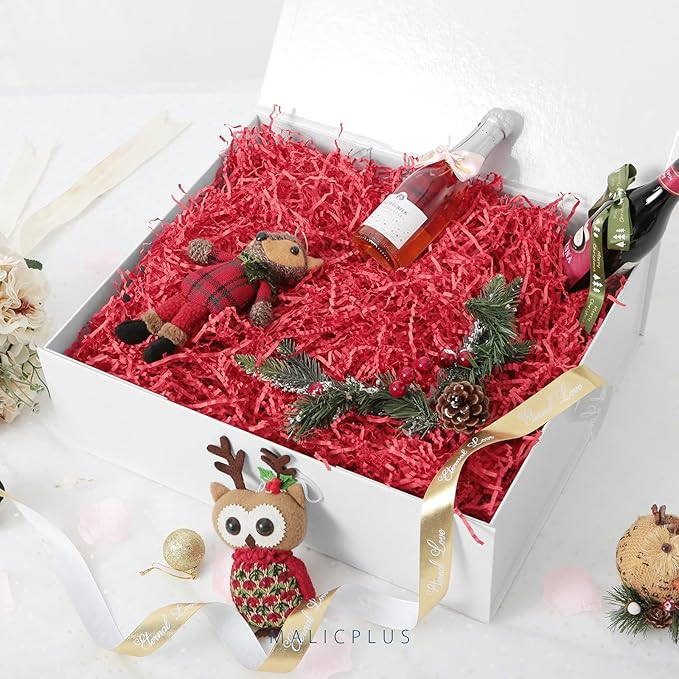 Extra Large Gift Box with Lids 16.3x14.2x5 Inches, White Bridesmaids Proposal Boxes with Magnetic Closure for All Occasion (Lattice Texture)