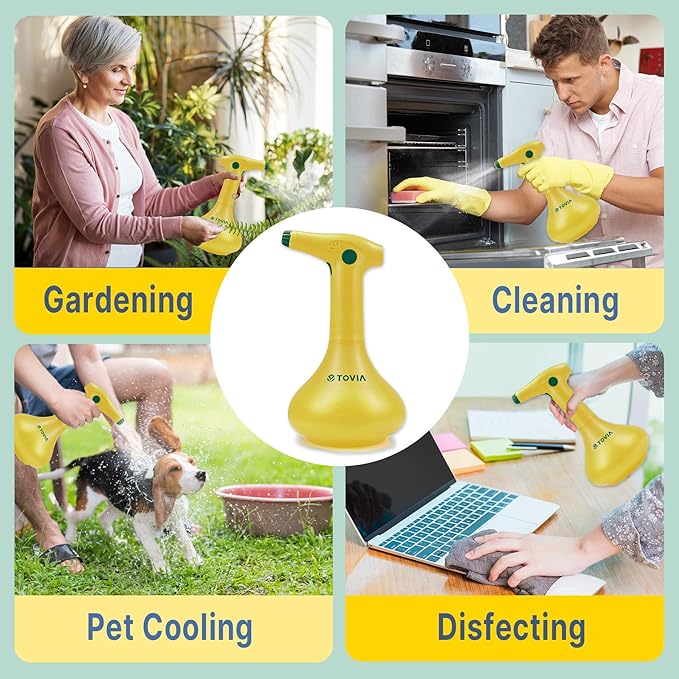 T TOVIA: Garden Sprayer 1 Liter Battery Spray Bottle Powered Electric, Rechargeable, Portable Garden ， Plant Mister Spray Bottle ， Outdoor and Indoor Plants,Cleans and Gardens, Handheld Powered