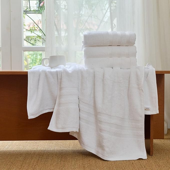 Cotton Bath Towel – Large 30x60 Inches, Soft, Thick & Absorbent Towel for Bathroom, Spa, or Home Use (White, 2 Pack – 30"x60")