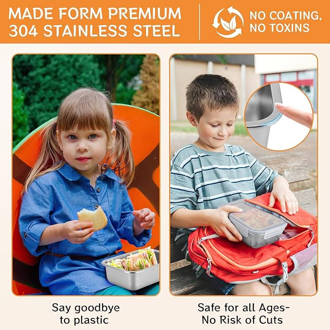 8-Piece 304 Stainless Steel Food Storage Containers with Lids, Leakproof & Airtight Bento Lunch Box, Oven/Freezer/Dishwasher Safe,Stackable Kitchen Storage Set